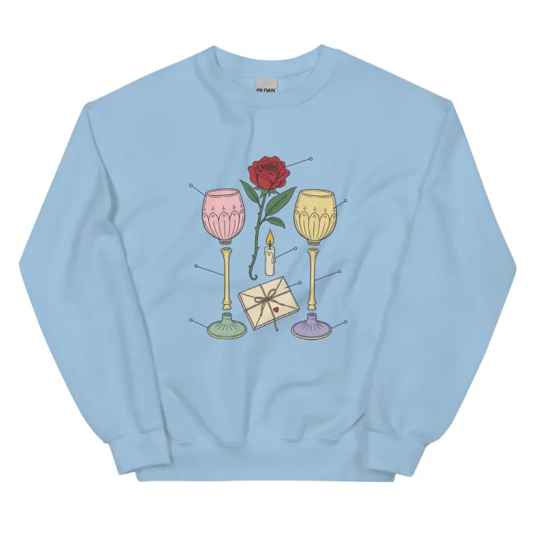 The Anatomy of an Anniversary Crewneck in Light Blue.