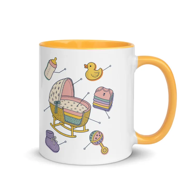 The Anatomy of a Baby Shower Mug in Golden Yellow inside.