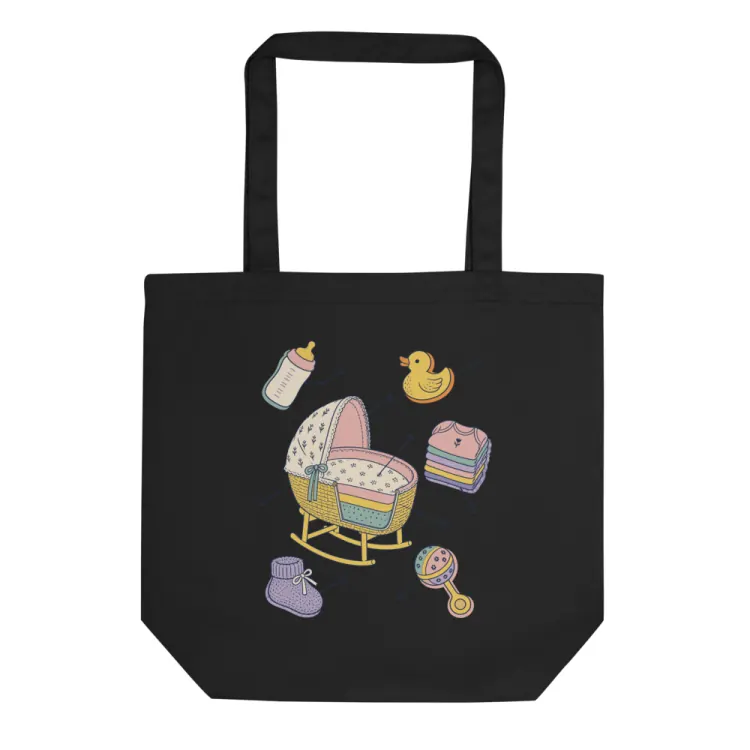 The Anatomy of a Baby Shower Tote in Black.