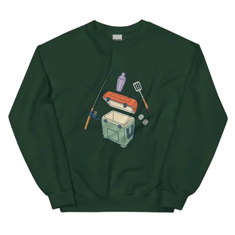 The Anatomy of a Bachelor Party Crewneck in Forest Green.