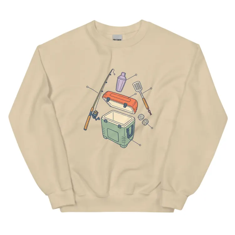 The Anatomy of a Bachelor Party Crewneck in Sand.
