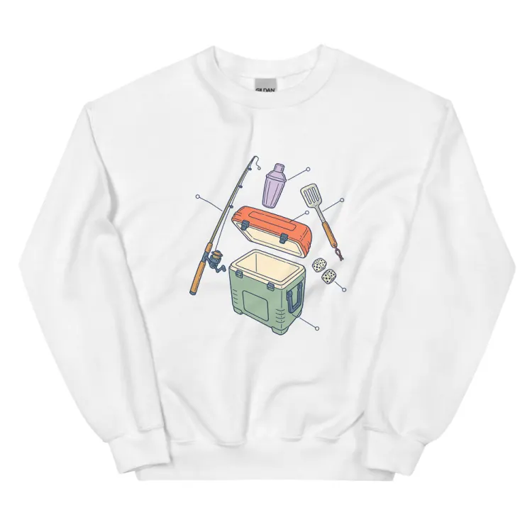 The Anatomy of a Bachelor Party Crewneck in White.