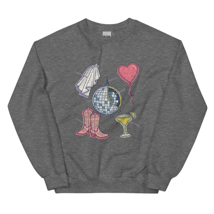 The Anatomy of a Bachelorette Crewneck in Graphite Heather.