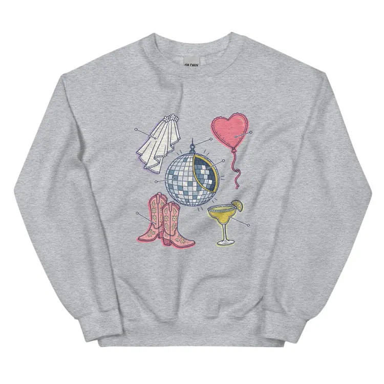 The Anatomy of a Bachelorette Crewneck in Sport Grey.
