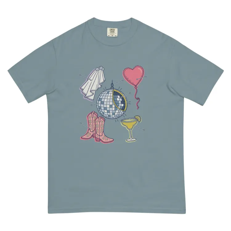 The Anatomy of a Bachelorette Tee in Ice Blue.