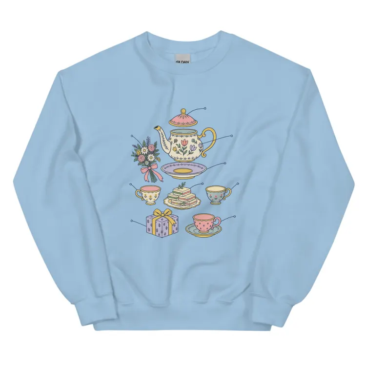 The Anatomy of a Bridal Shower Crewneck in Light Blue.