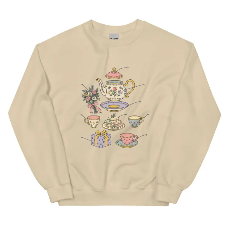 The Anatomy of a Bridal Shower Crewneck in Sand.