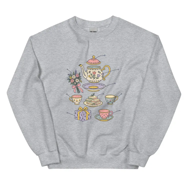 The Anatomy of a Bridal Shower Crewneck in Sport Grey.