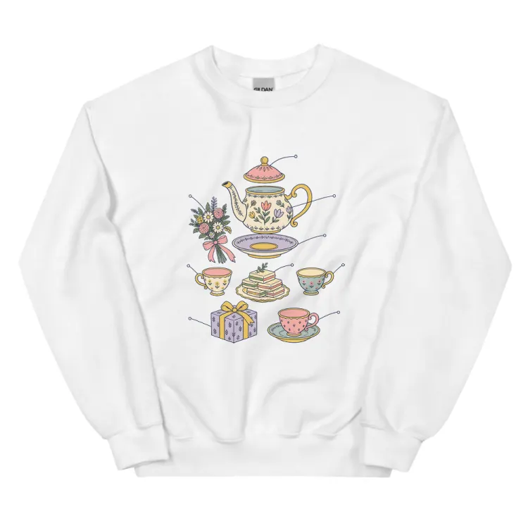 The Anatomy of a Bridal Shower Crewneck in White.