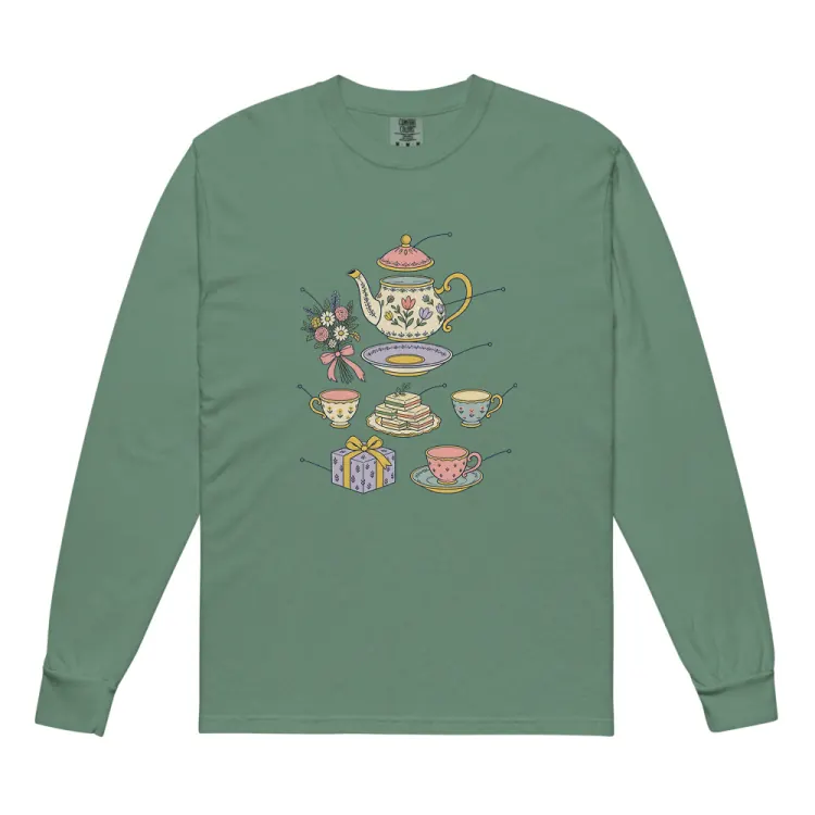 The Anatomy of a Bridal Shower Long Sleeve in Light Green.