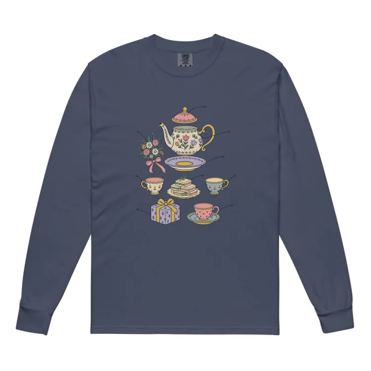 The Anatomy of a Bridal Shower Long Sleeve in Navy.