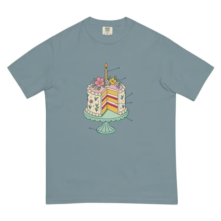 The Anatomy of a Birthday Cake Tee in Ice Blue.