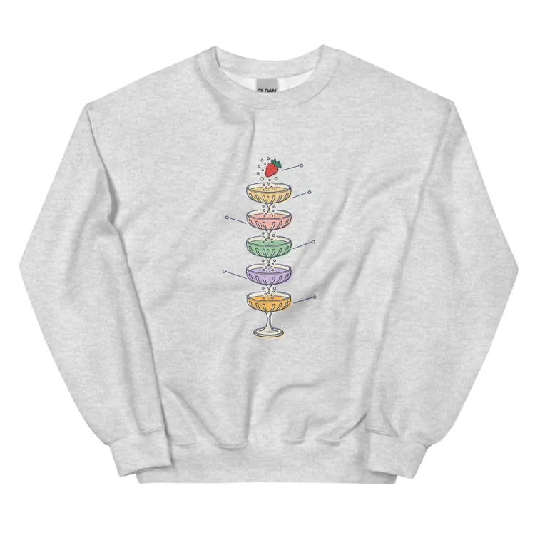 The Anatomy of a Champagne Tower Crewneck in Ash.