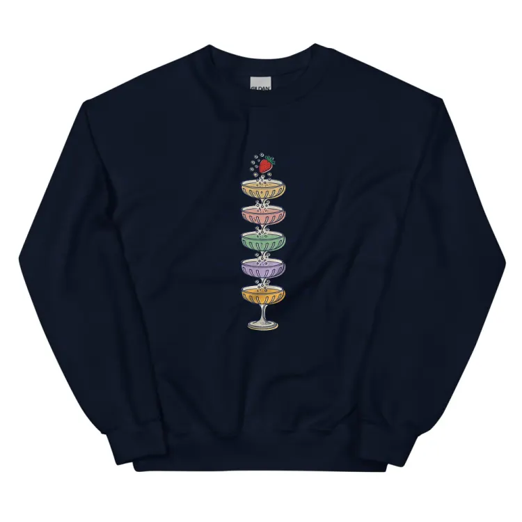 The Anatomy of a Champagne Tower Crewneck in Navy.