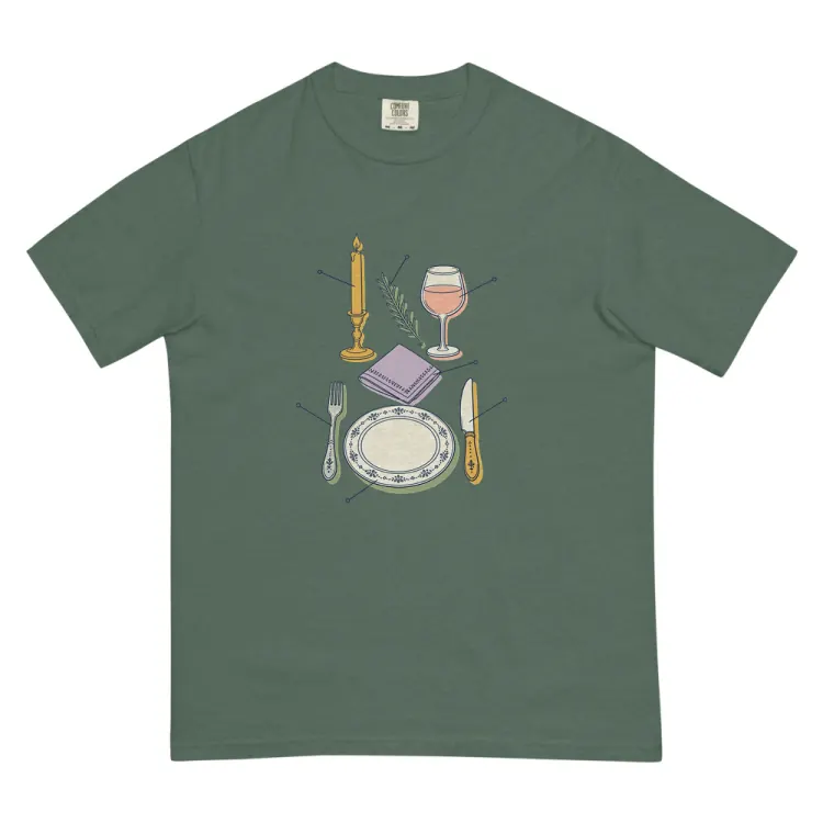 The Anatomy of a Dinner Party Tee in Blue Spruce.