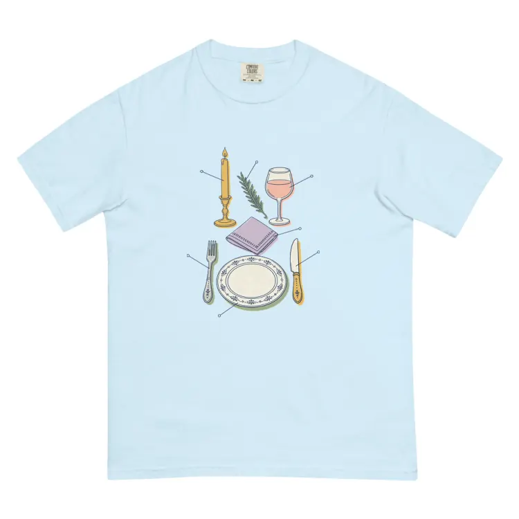 The Anatomy of a Dinner Party Tee in Chambray.