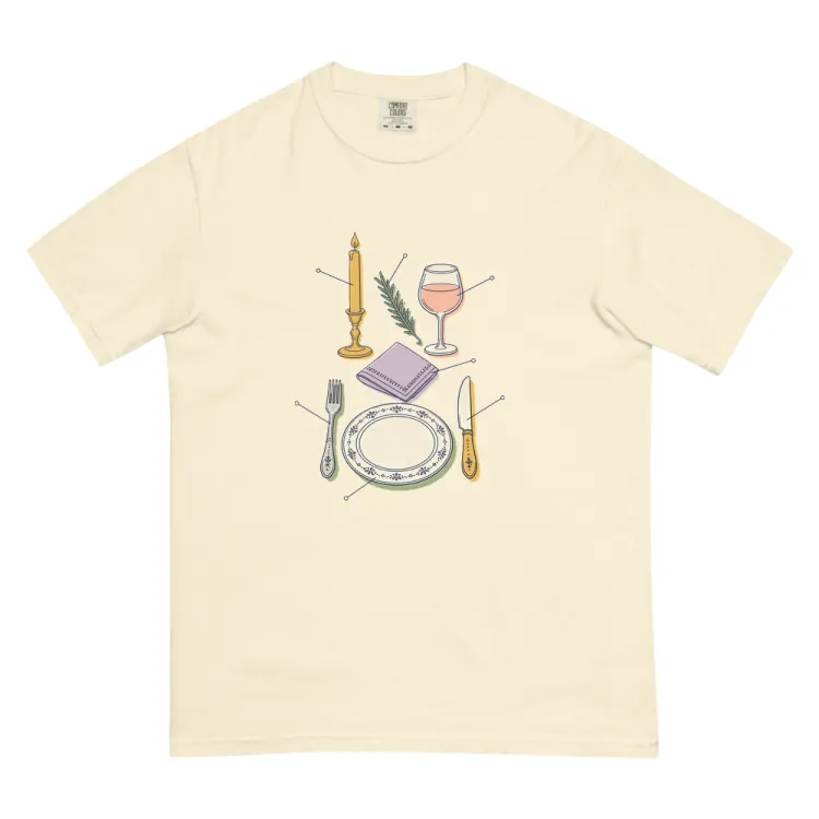 The Anatomy of a Dinner Party Tee in Ivory.