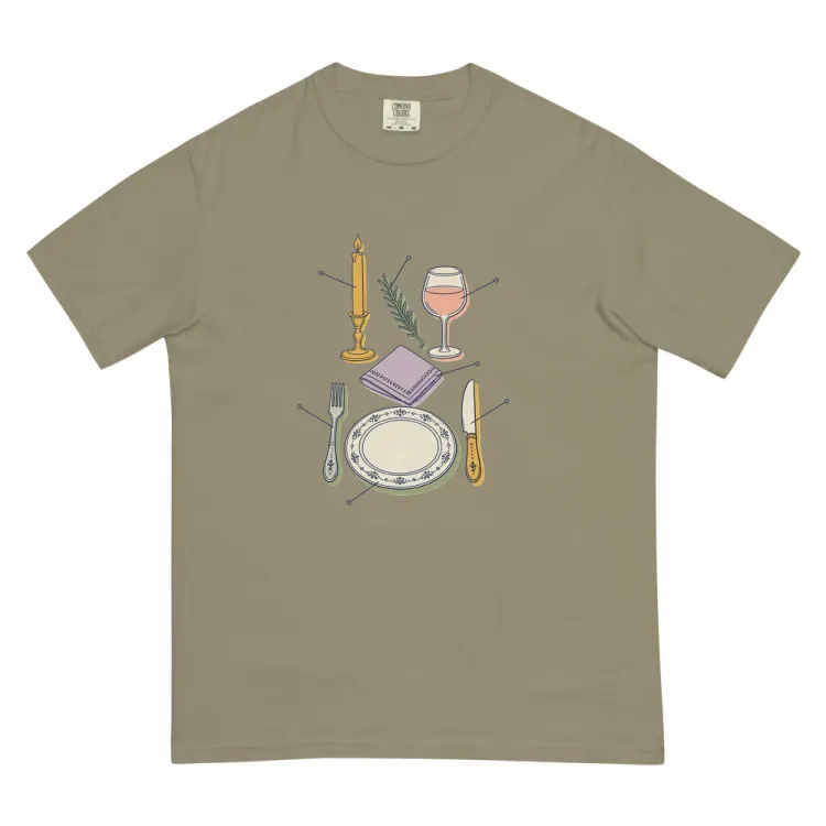 The Anatomy of a Dinner Party Tee in Sandstone.