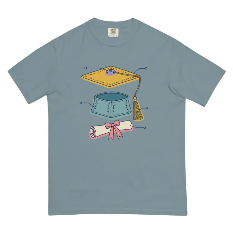 The Anatomy of a Graduation Tee in Ice Blue.