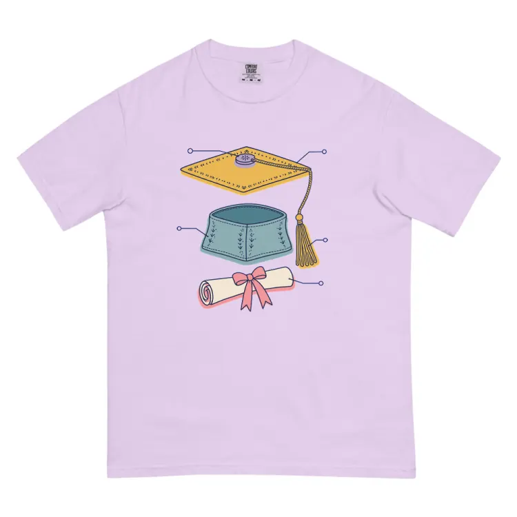 The Anatomy of a Graduation Tee in Orchid.