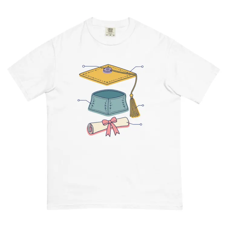 The Anatomy of a Graduation Tee in White.