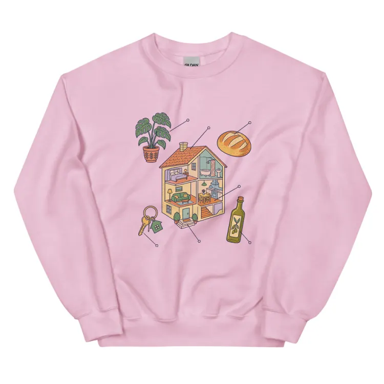 The Anatomy of a Housewarming Crewneck in Light Pink.