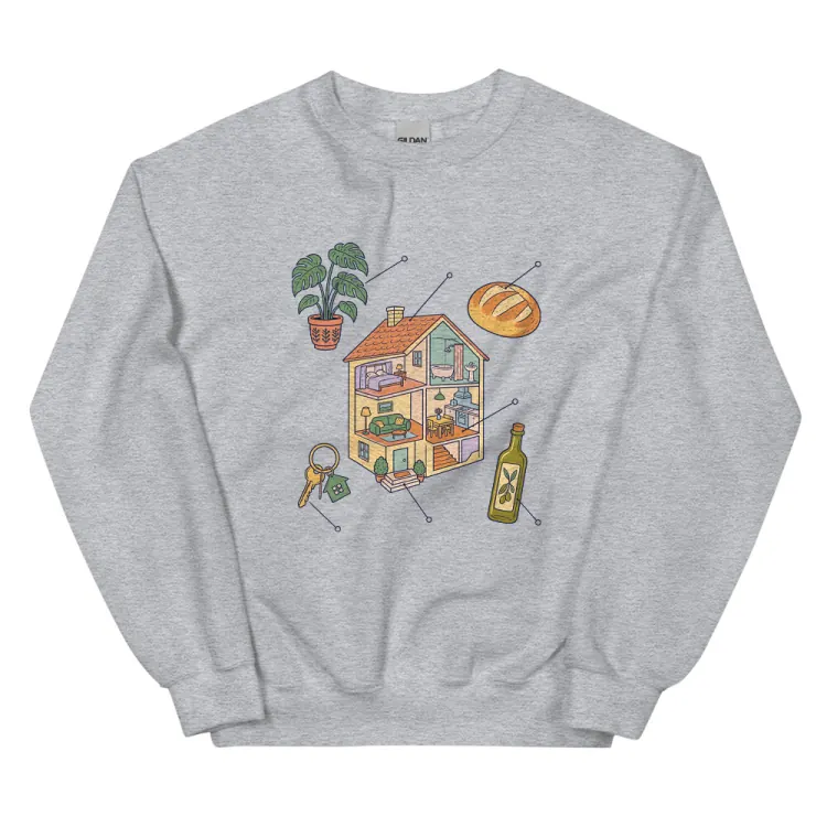 The Anatomy of a Housewarming Crewneck in Sport Grey.