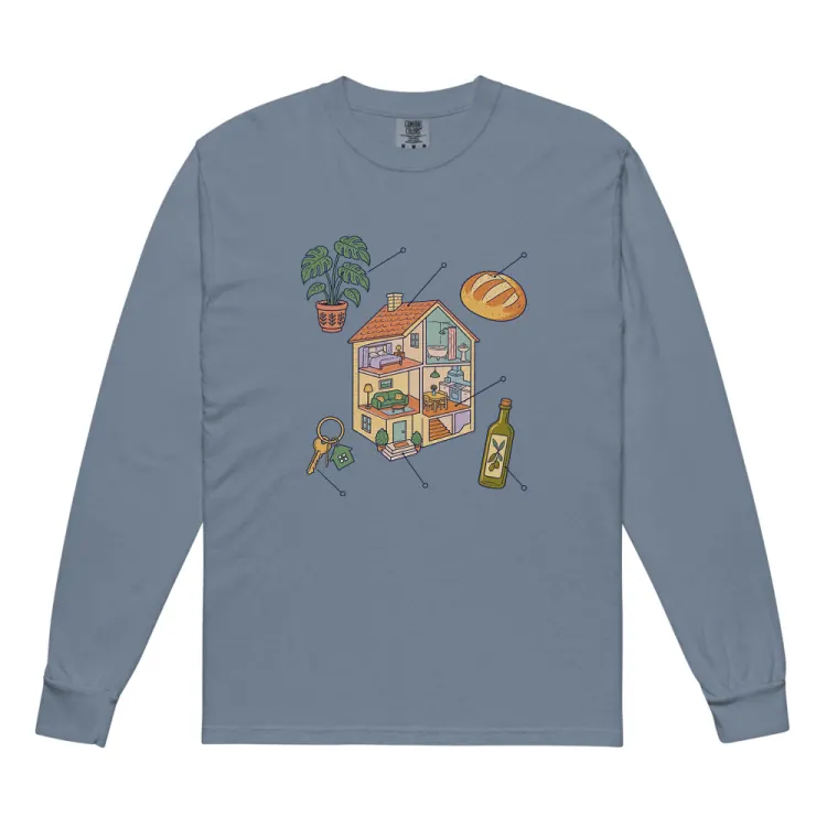 The Anatomy of a Housewarming Long Sleeve in Blue Jean.