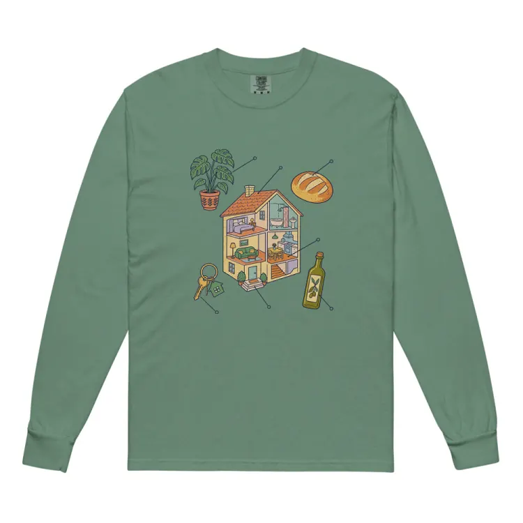 The Anatomy of a Housewarming Long Sleeve in Light Green.