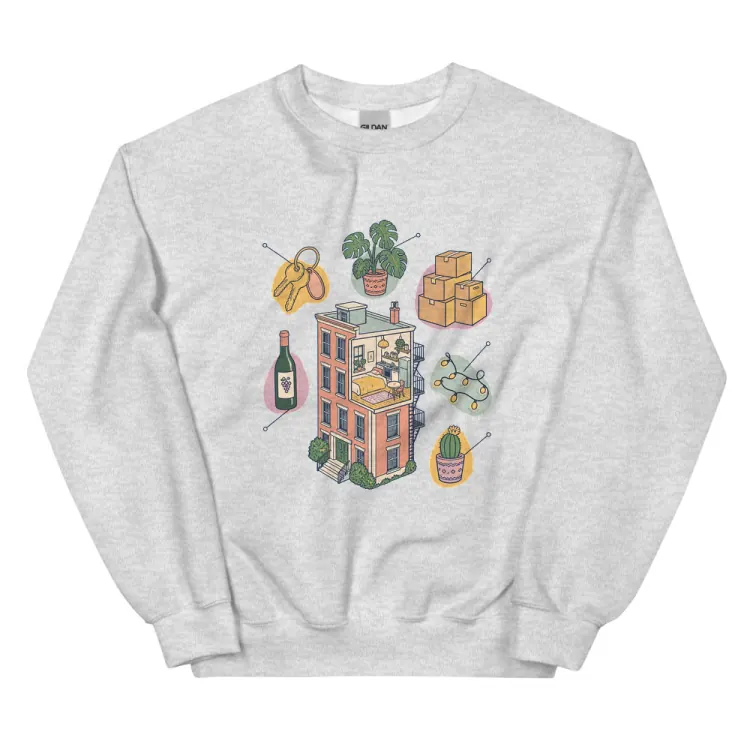 The Anatomy of an Apartment Housewarming Crewneck in Ash.