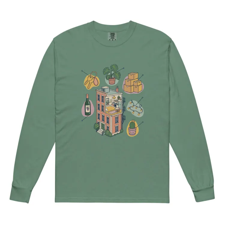 The Anatomy of an Apartment Housewarming Long Sleeve in Light Green.