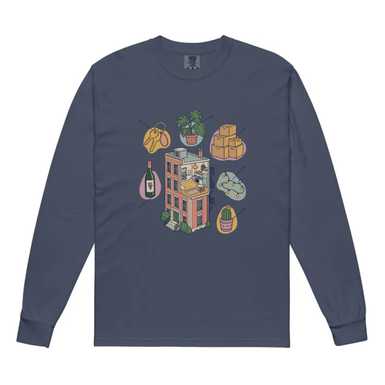 The Anatomy of an Apartment Housewarming Long Sleeve in Navy.