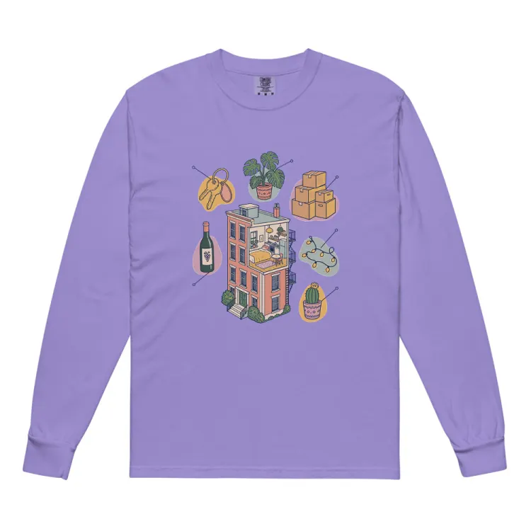 The Anatomy of an Apartment Housewarming Long Sleeve in Violet.
