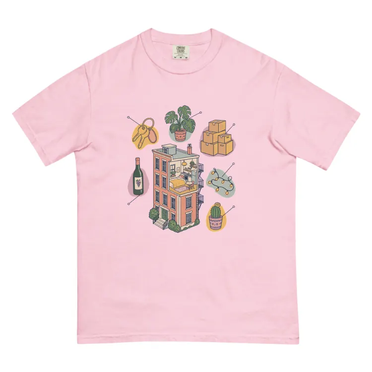 The Anatomy of an Apartment Housewarming Tee in Blossom.