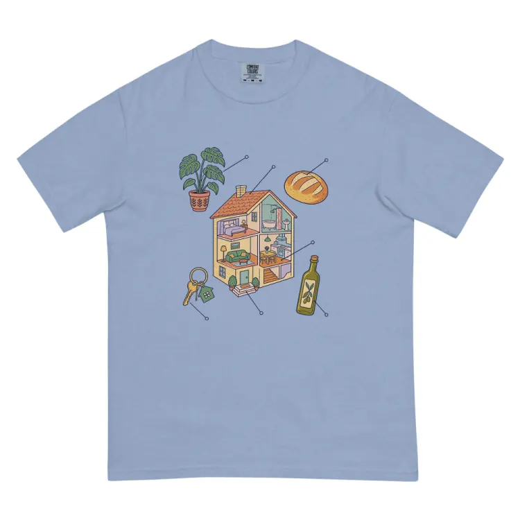 The Anatomy of a Housewarming Tee in Washed Denim.