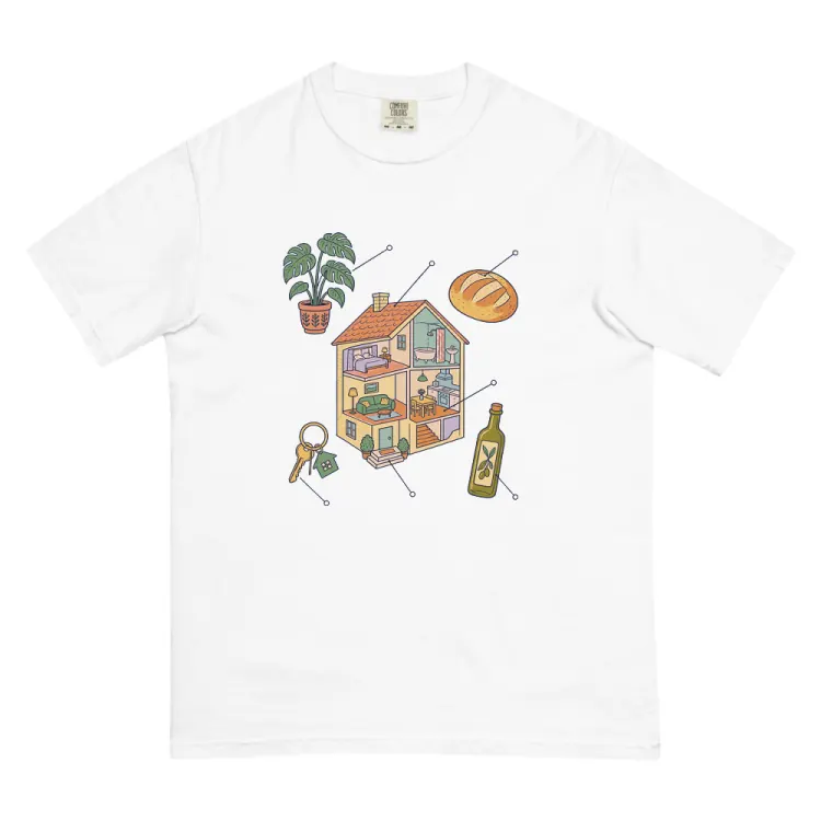 The Anatomy of a Housewarming Tee in White.