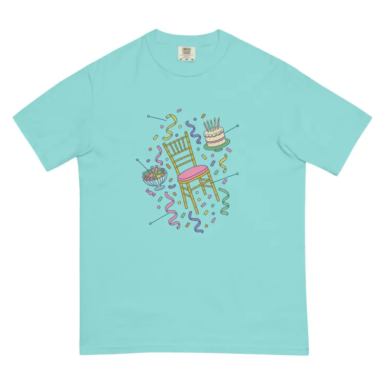 The Anatomy of a Mitzvah Party Tee in Lagoon Blue.