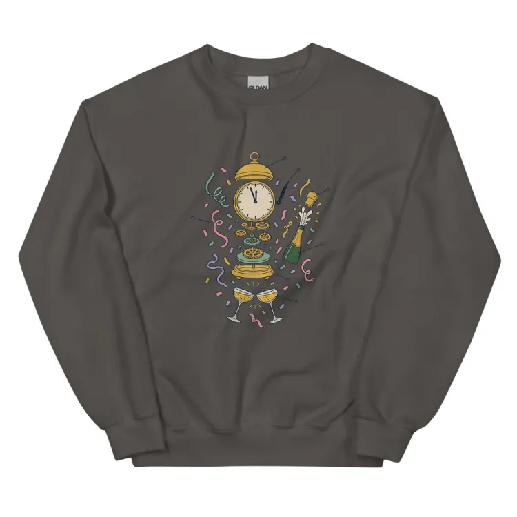 The Anatomy of New Year's Eve Crewneck in Charcoal.