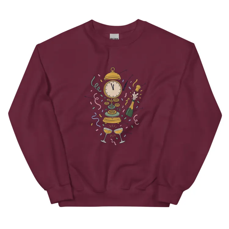 The Anatomy of New Year's Eve Crewneck in Maroon.