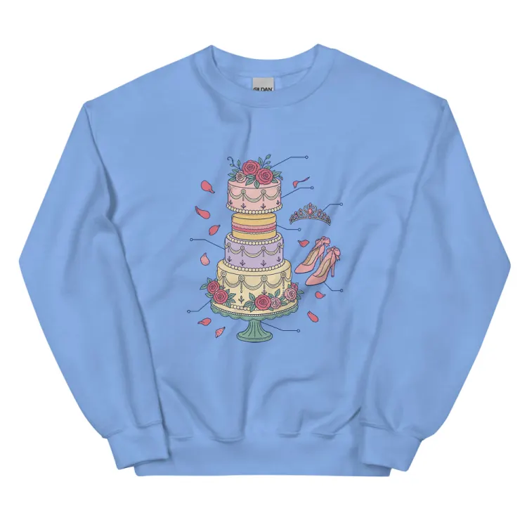 The Anatomy of a Quinceañera Crewneck in Carolina Blue.