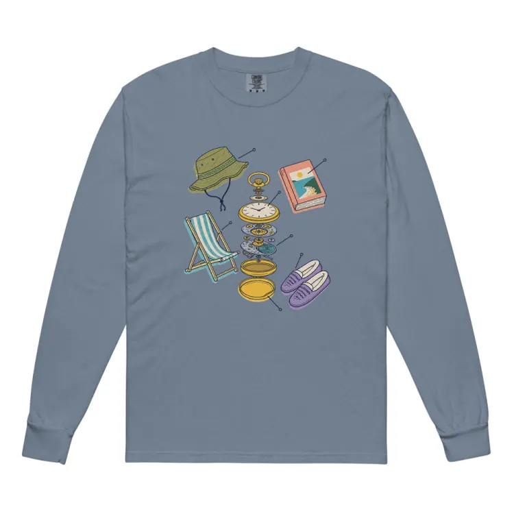 The Anatomy of a Retirement Long Sleeve in Blue Jean.