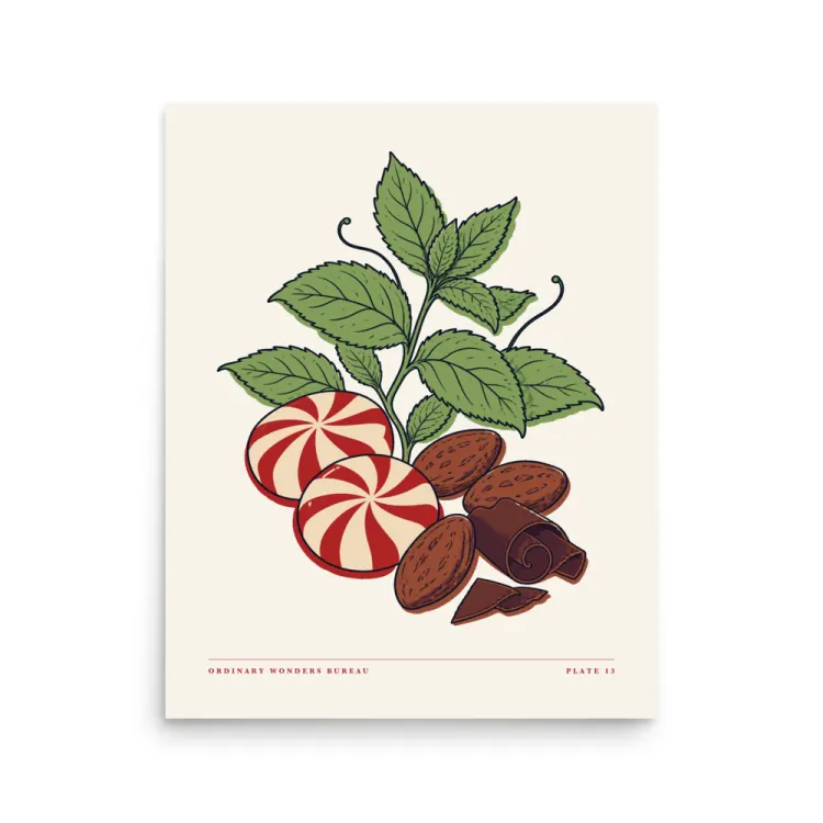 The Peppermint & Cocoa Art Print in Unframed.