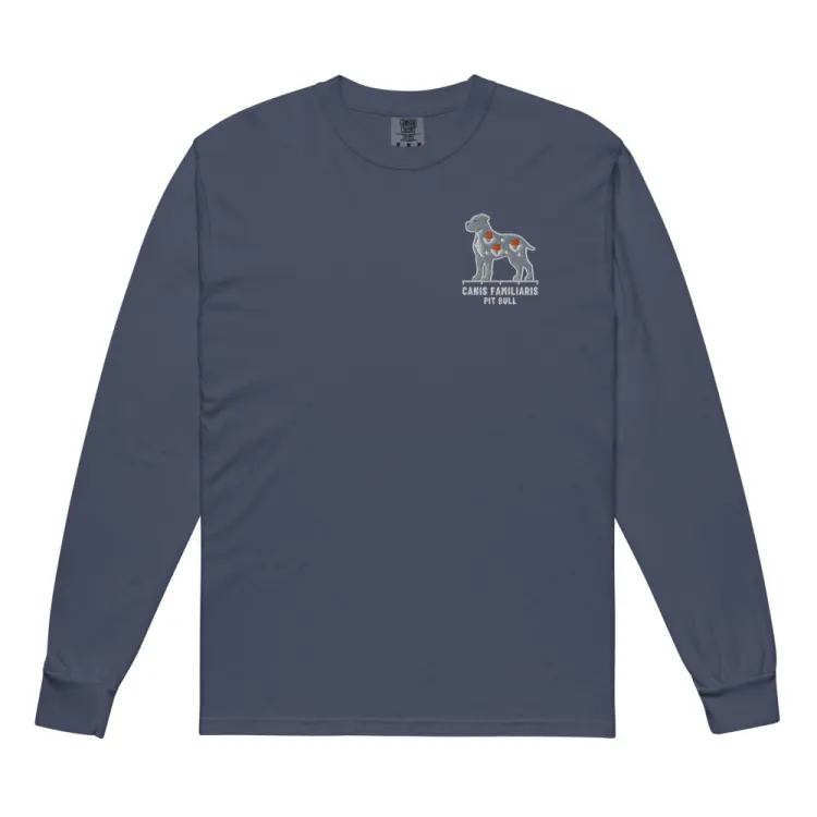 The Pit Bull Embroidered Long Sleeve in Navy.