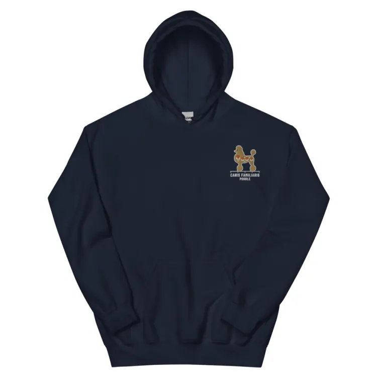 The Poodle Embroidered Hoodie in Navy.