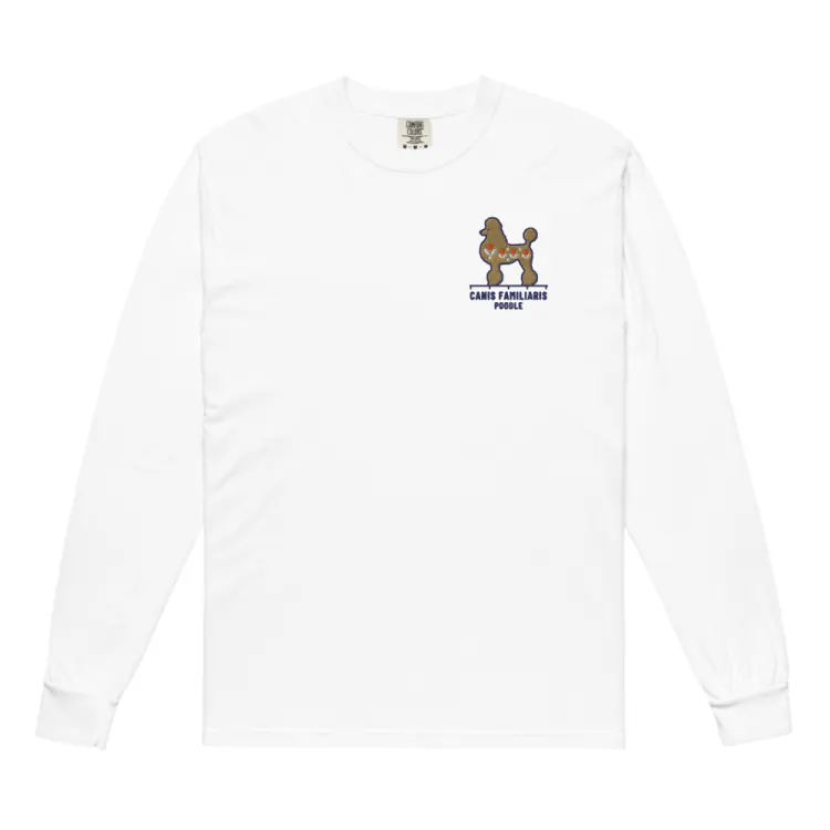 The Poodle Embroidered Long Sleeve in White.