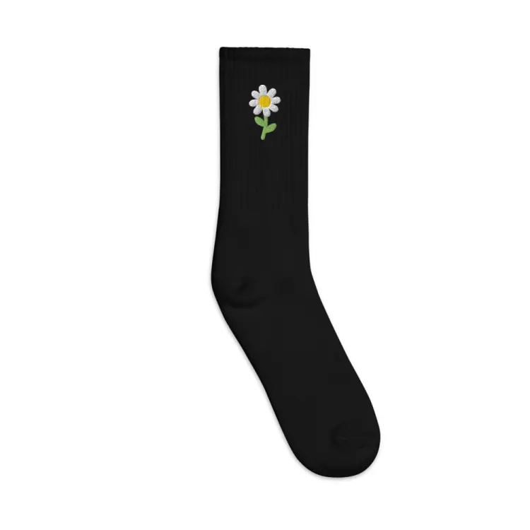 The Pressed Daisy Socks in Black.