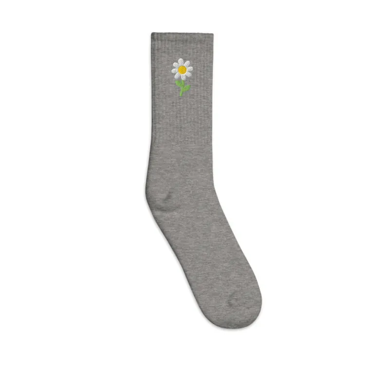 The Pressed Daisy Socks in Heather Grey.