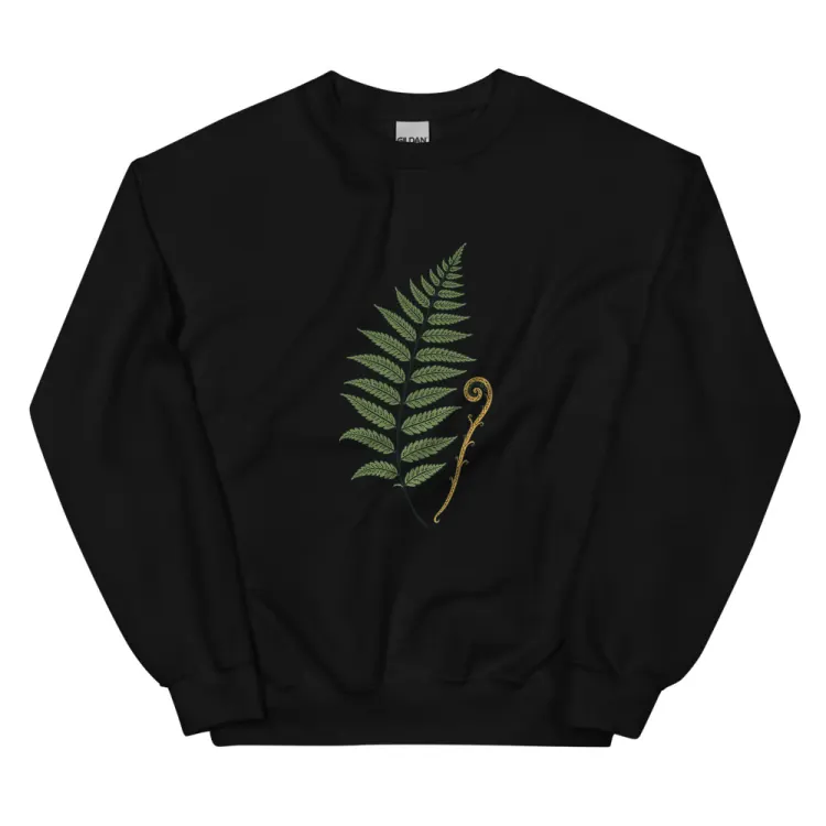 The Pressed Fern Crewneck in Black.