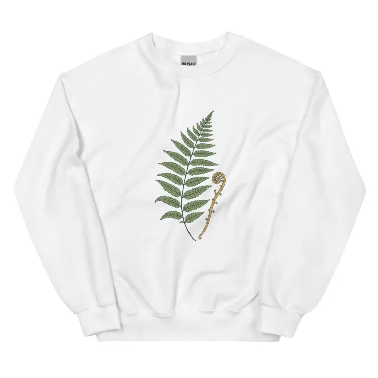 The Pressed Fern Crewneck in White.