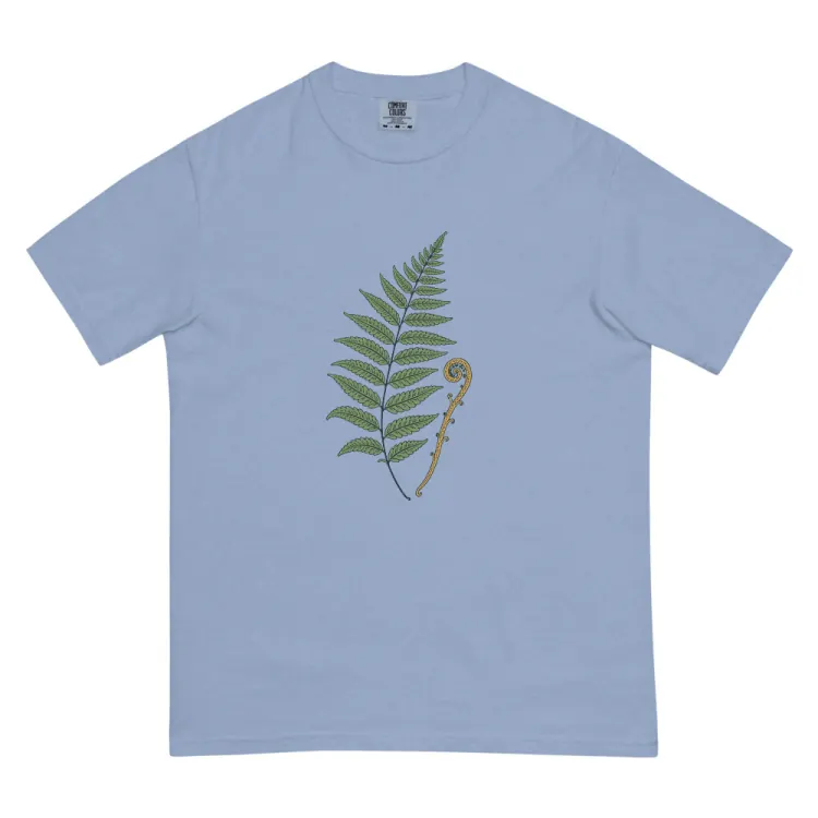 The Pressed Fern Tee in Washed Denim.